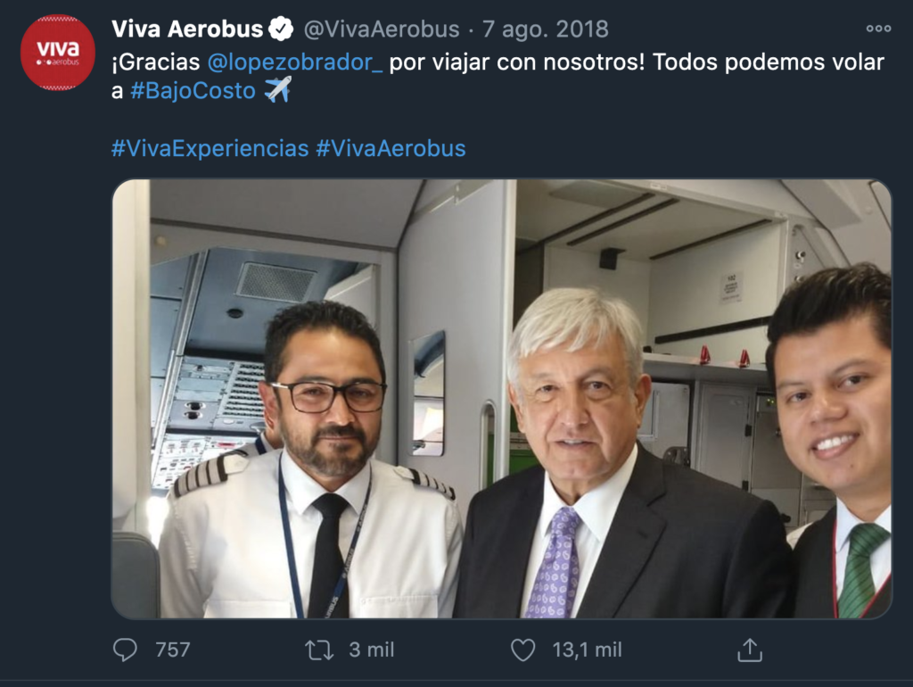 AMLO recomienda usar Viva Aerobus.